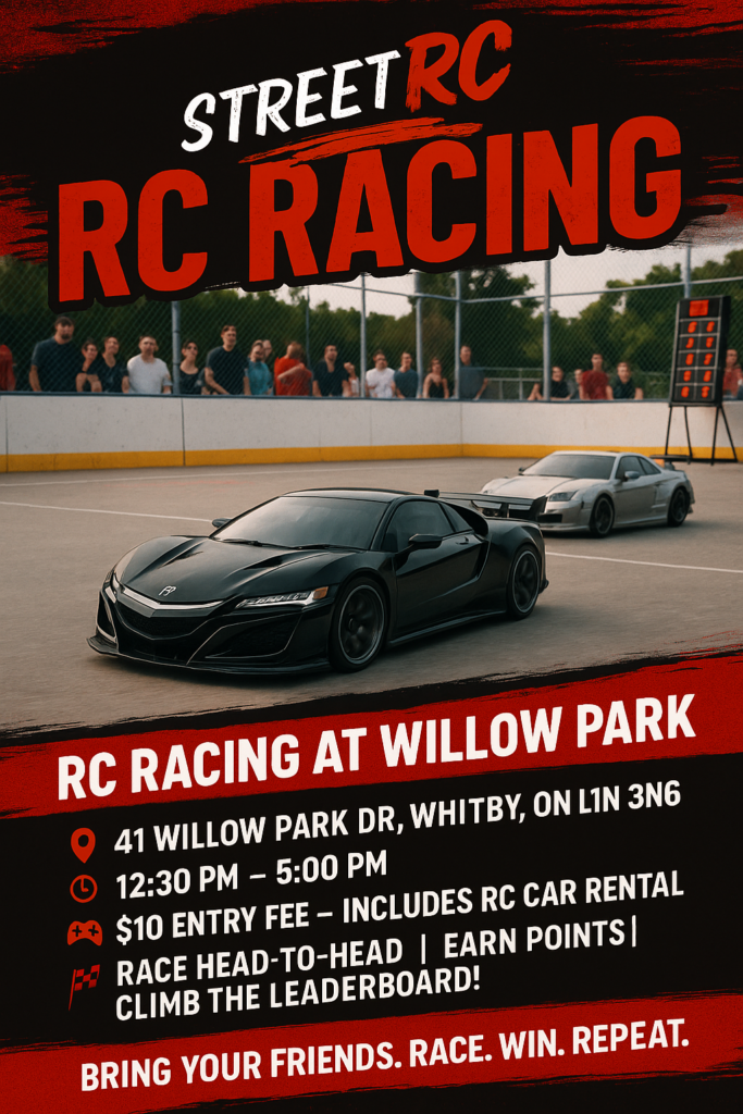 willow park rc racing event black and red flyer